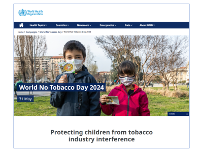 2024年（令和6年）の世界禁煙デーのテーマは「Protecting children from tobacco industry interference（たばこ産業の干渉から子どもたちを守る）」！（WHO）