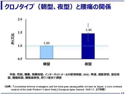夜型の人には腰痛が多い！（藤田医科大学）